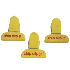 Vintage Chip Clip Jr. Yellow Plastic 1.5" Snack Holder Small Miniature Lot of 3